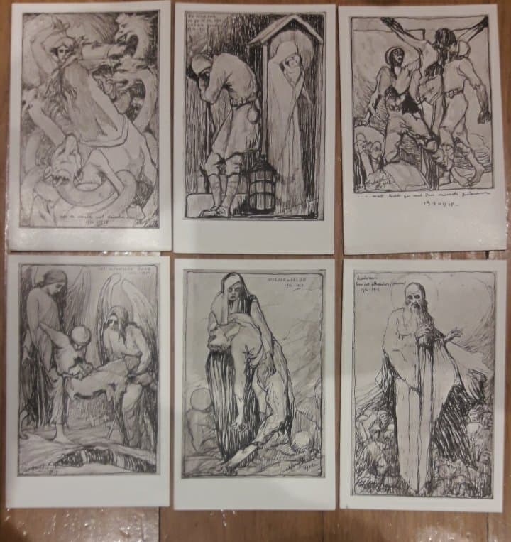 postkaarten Jos Speybrouck -  reeks 6 kaarten kompleet - oorlogsschetsen 1914 - 1918 / LN 43