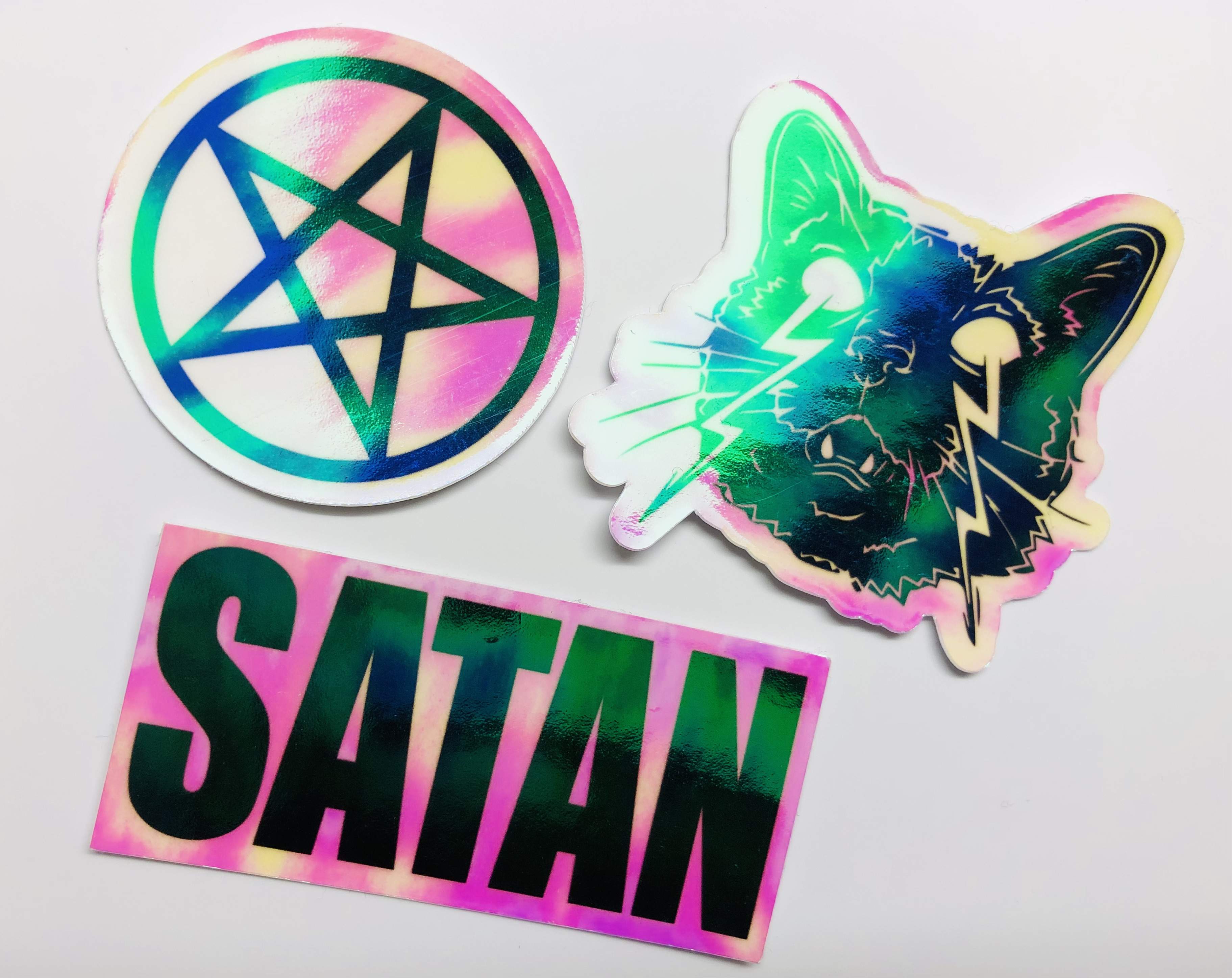 Holographic Satanic Vinyl Stickers