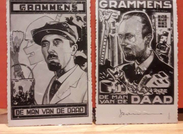 2 origineel gehandtekende postkaarten Flor Grammens , man van de daad (B7)