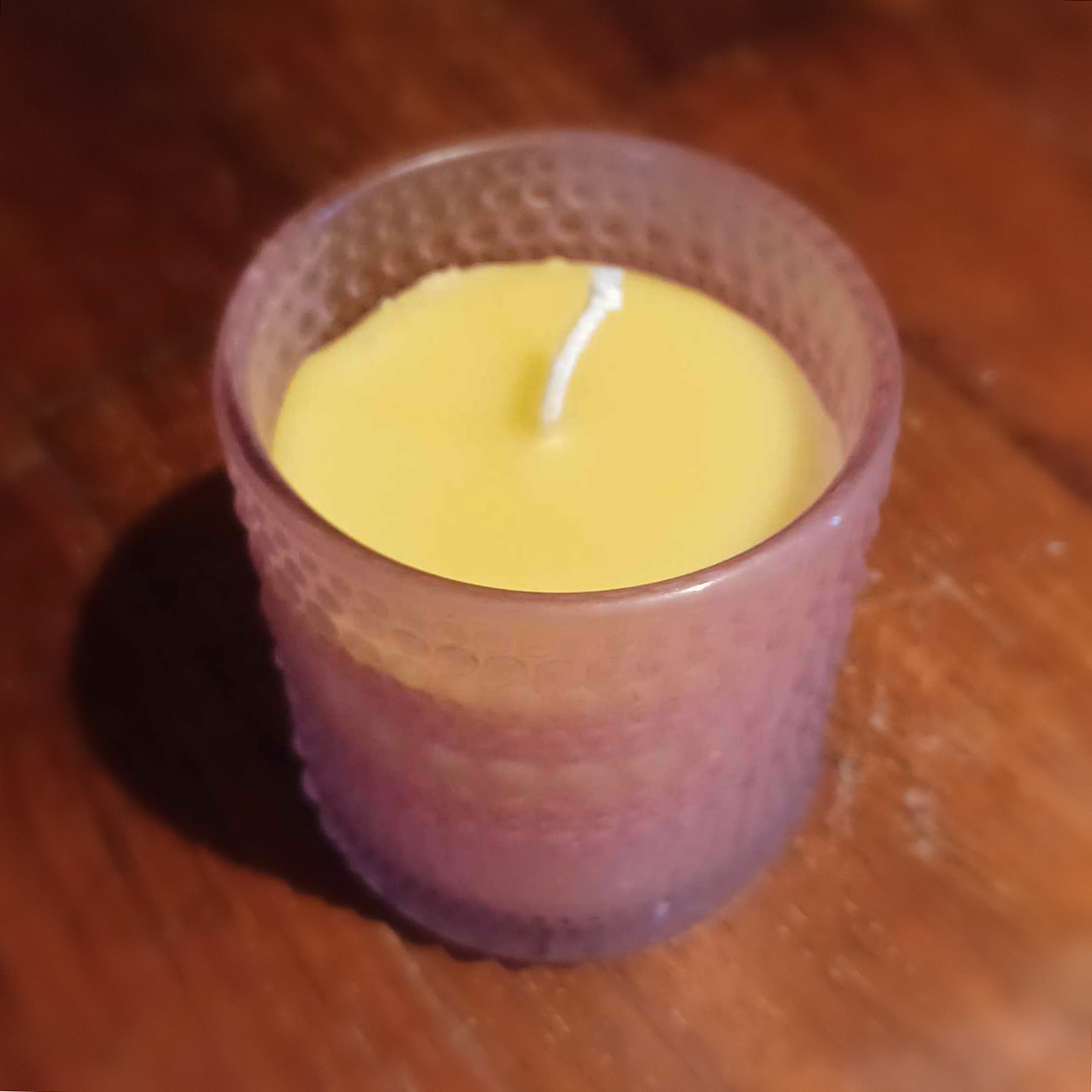 Vintage pink glass candle