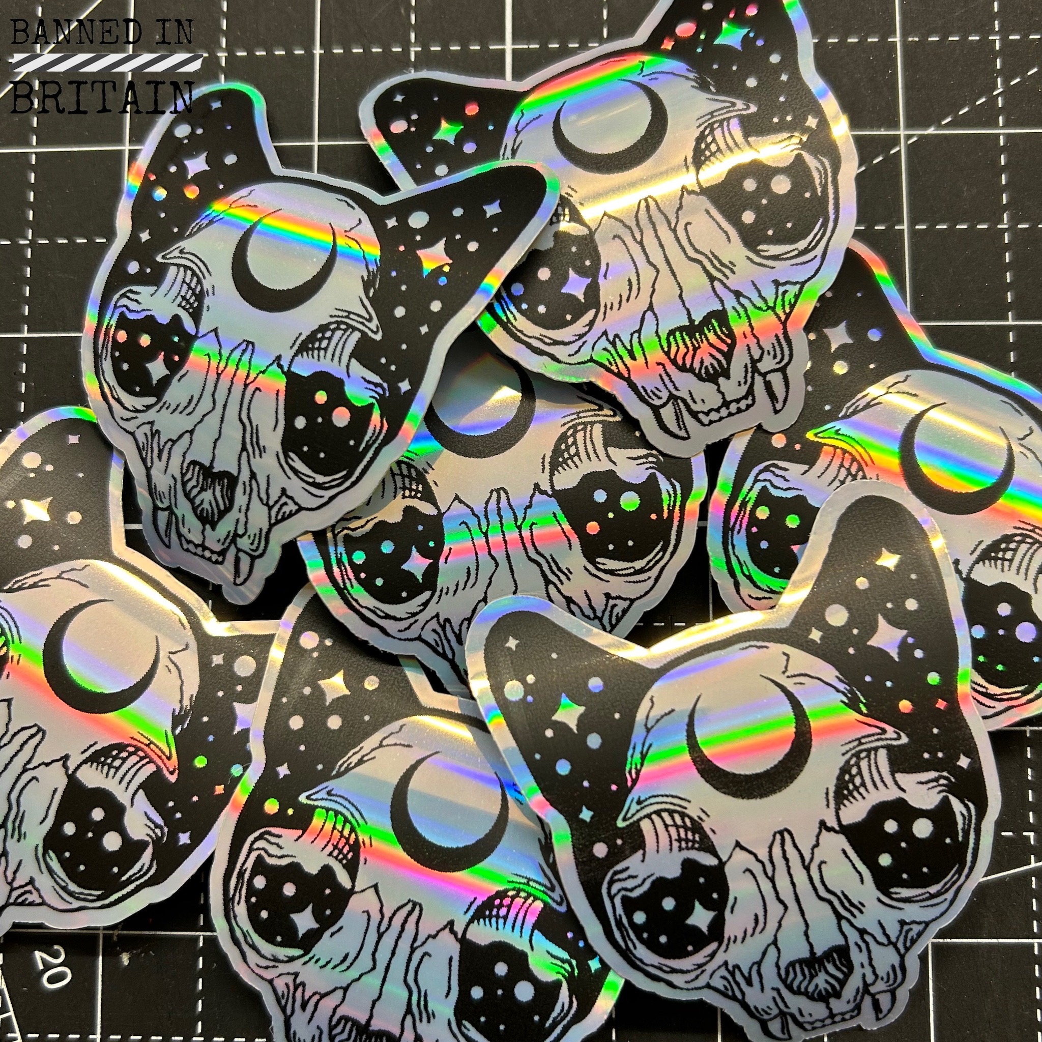 Cat Skull Vinyl Stickers