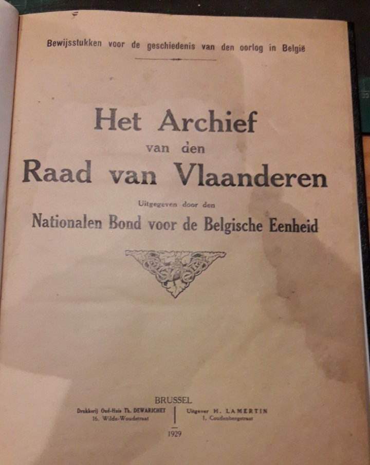 Archief van de raad van Vlaanderen 1929 / 220 blz - Ingebonden in Luxekaft !