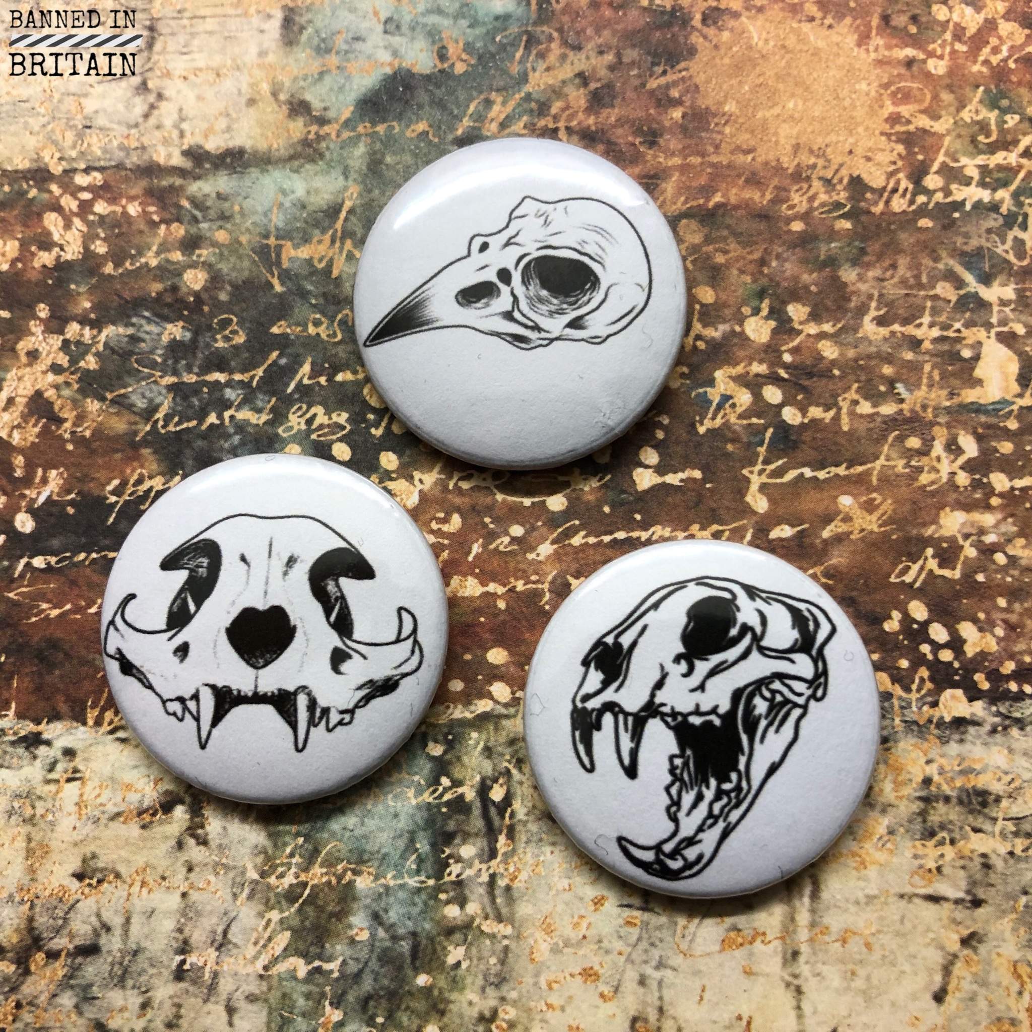 Animal Skull Pin Button Badges