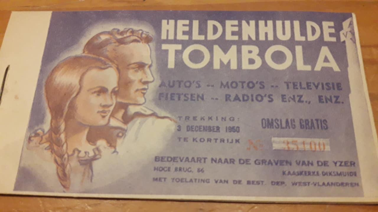 Ijzerbedevaart Diksmuide - boekje met tombola loten verkocht voor de wederopbouw 1950