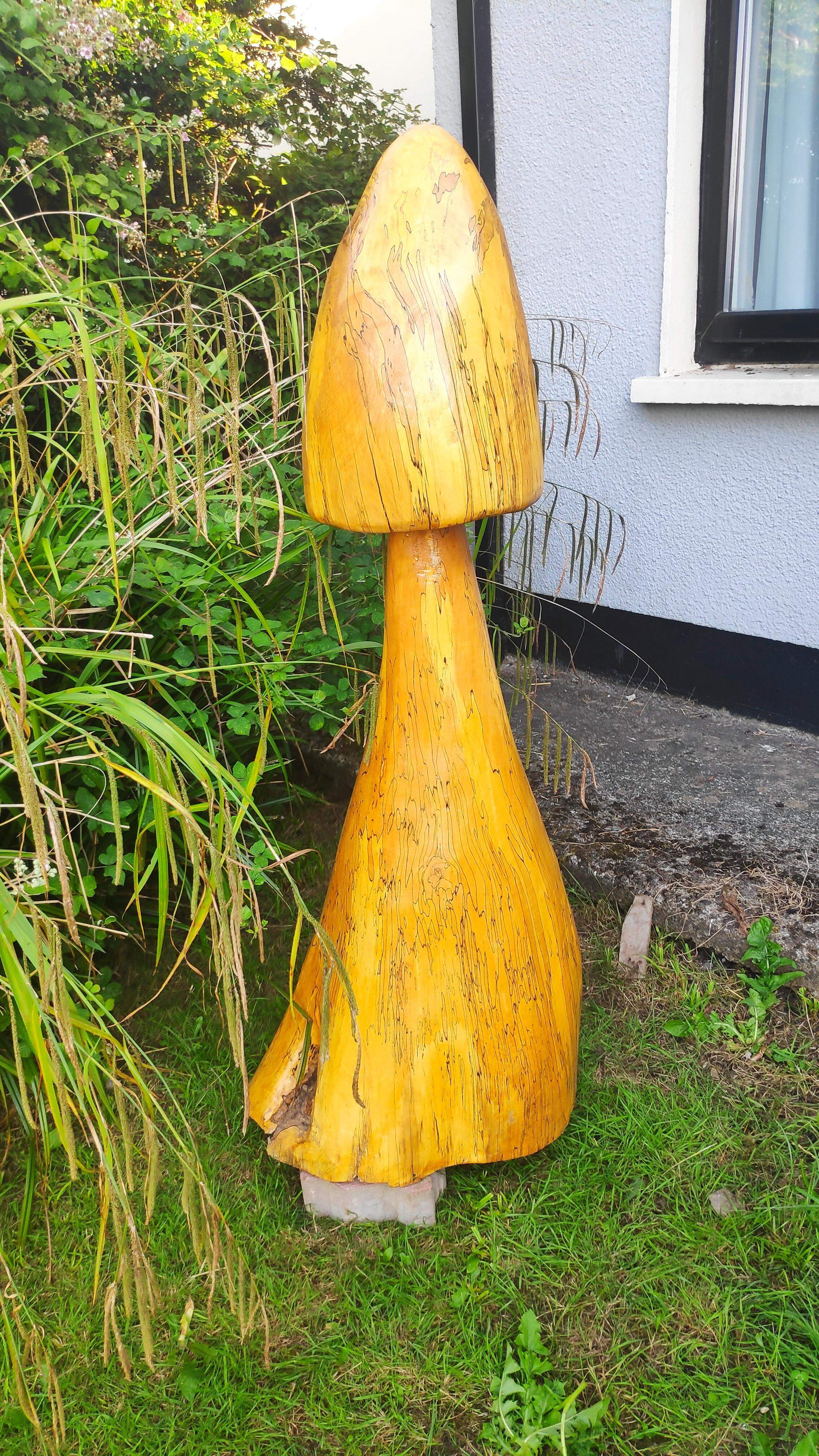 Mushroom Chainsaw Carved from Irish Beech.