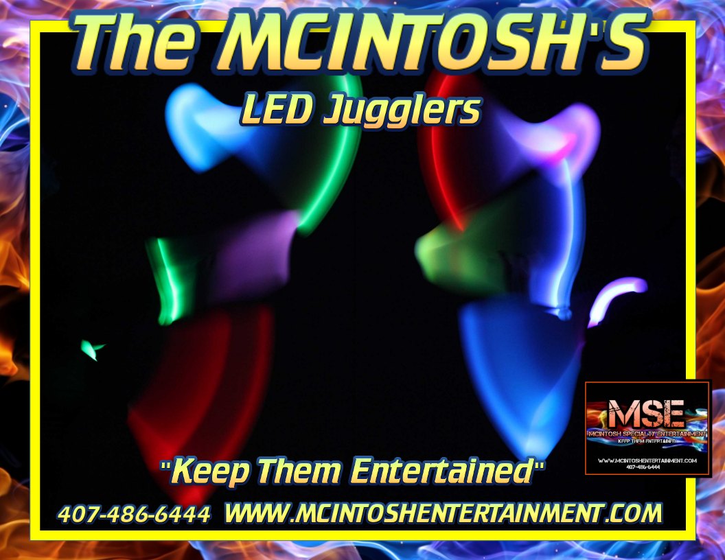 LED Juggling Entertainers. Main Stage Acts, Events, Atmosphere. www.mcintoshentertainment.coms,