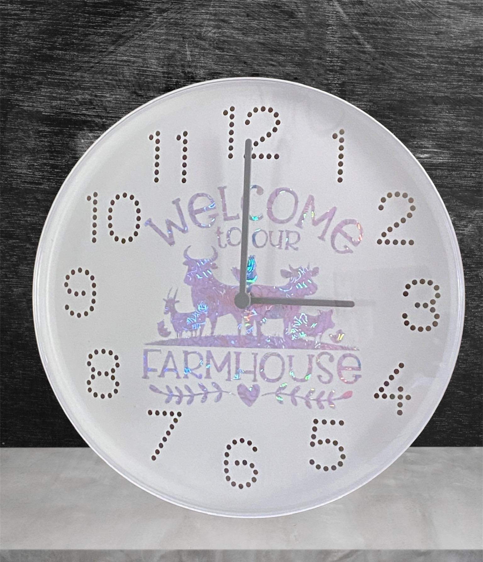 "Welcome to our Farmhouse" Clock