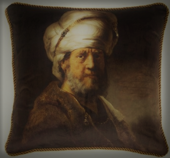 Klassiek fluweel sierkussen, Man in Oosterse kledij - Rembrandt