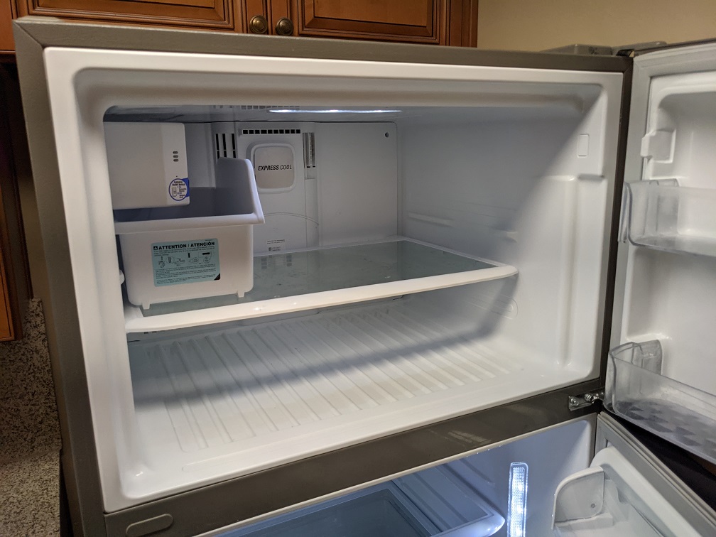 Roomy freezer with automatic ice maker.