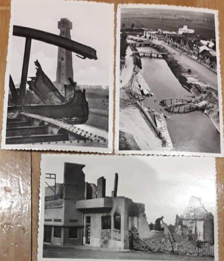 Postkaart Ijzerbedevaart Diksmuide - 3 kaarten Ijzertoren mei 1940 bombardement/ LN 153