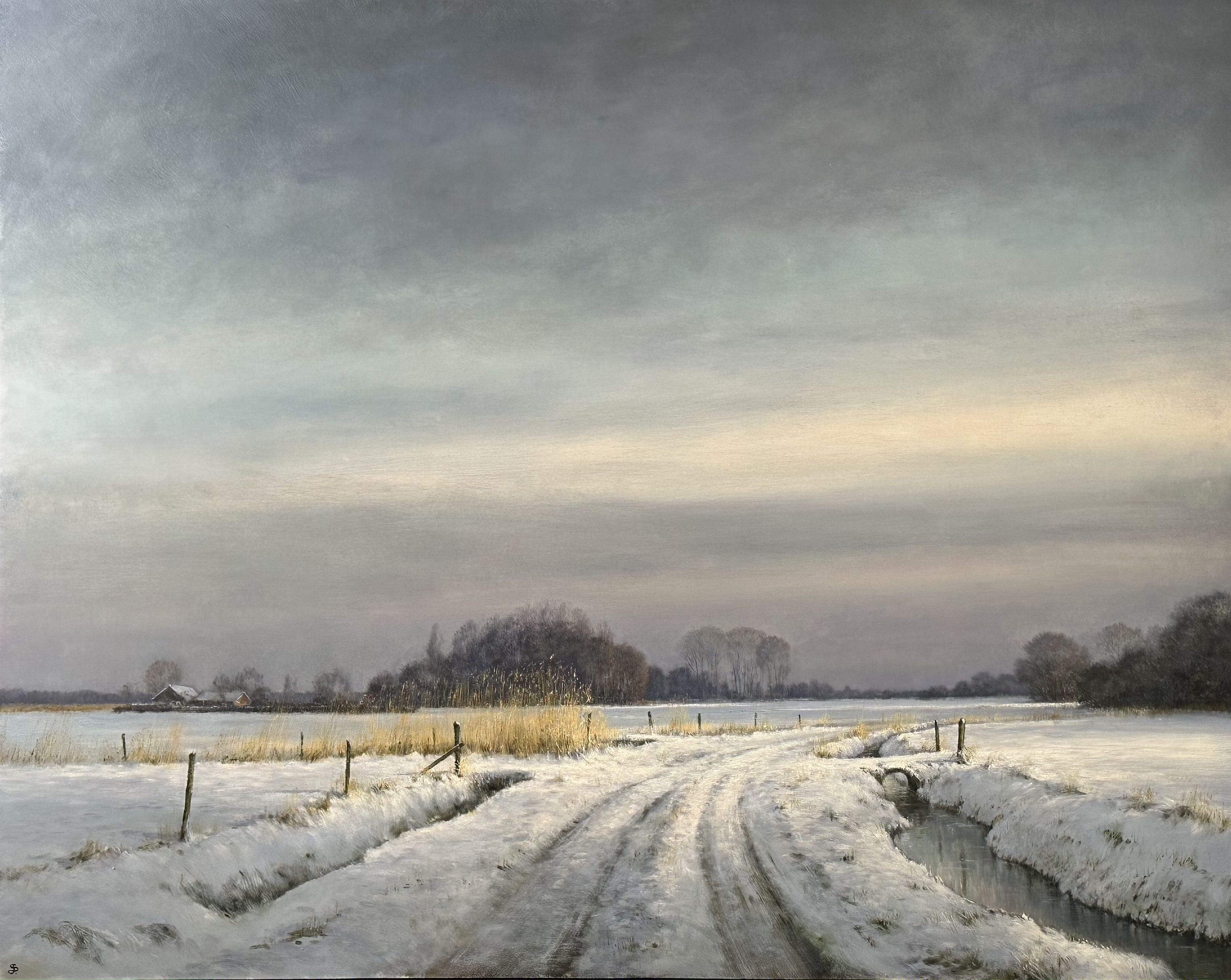 Fotoweergave schilderij 'Winterlandschap op de Veluwe' door J. (Jan) Scholten
