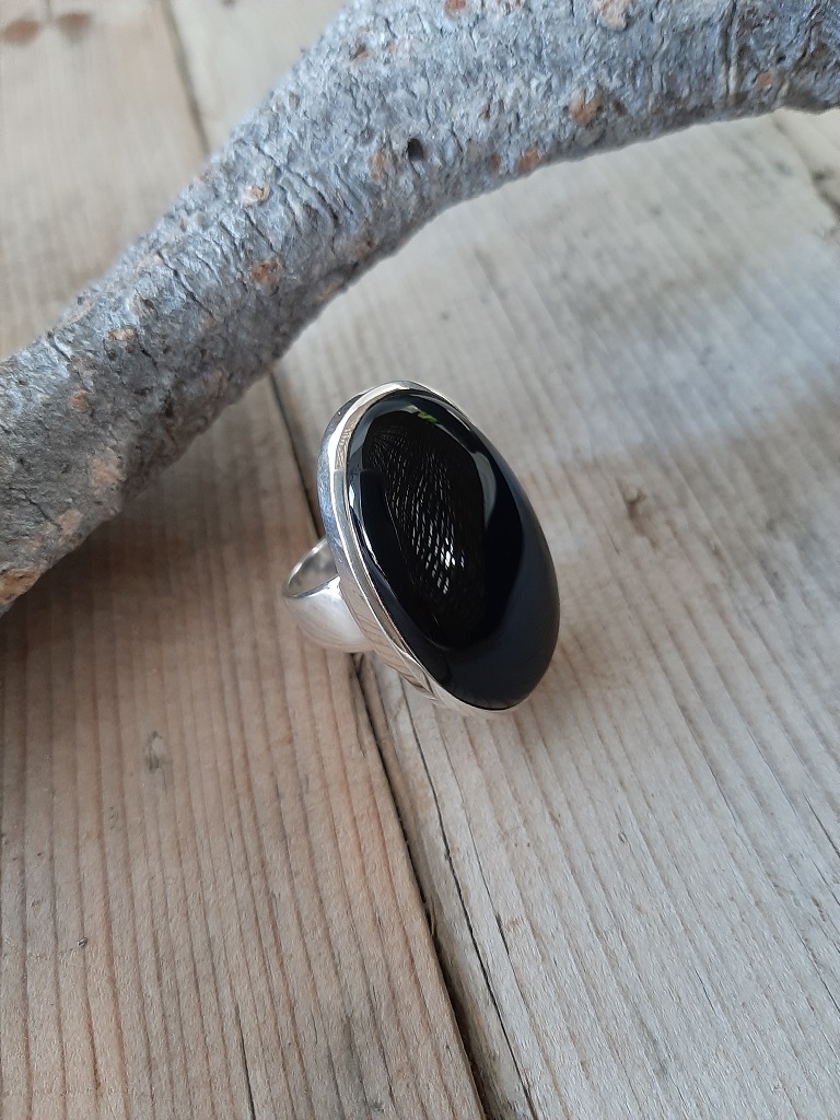 Sterling zilveren ring Zwarte Onyx