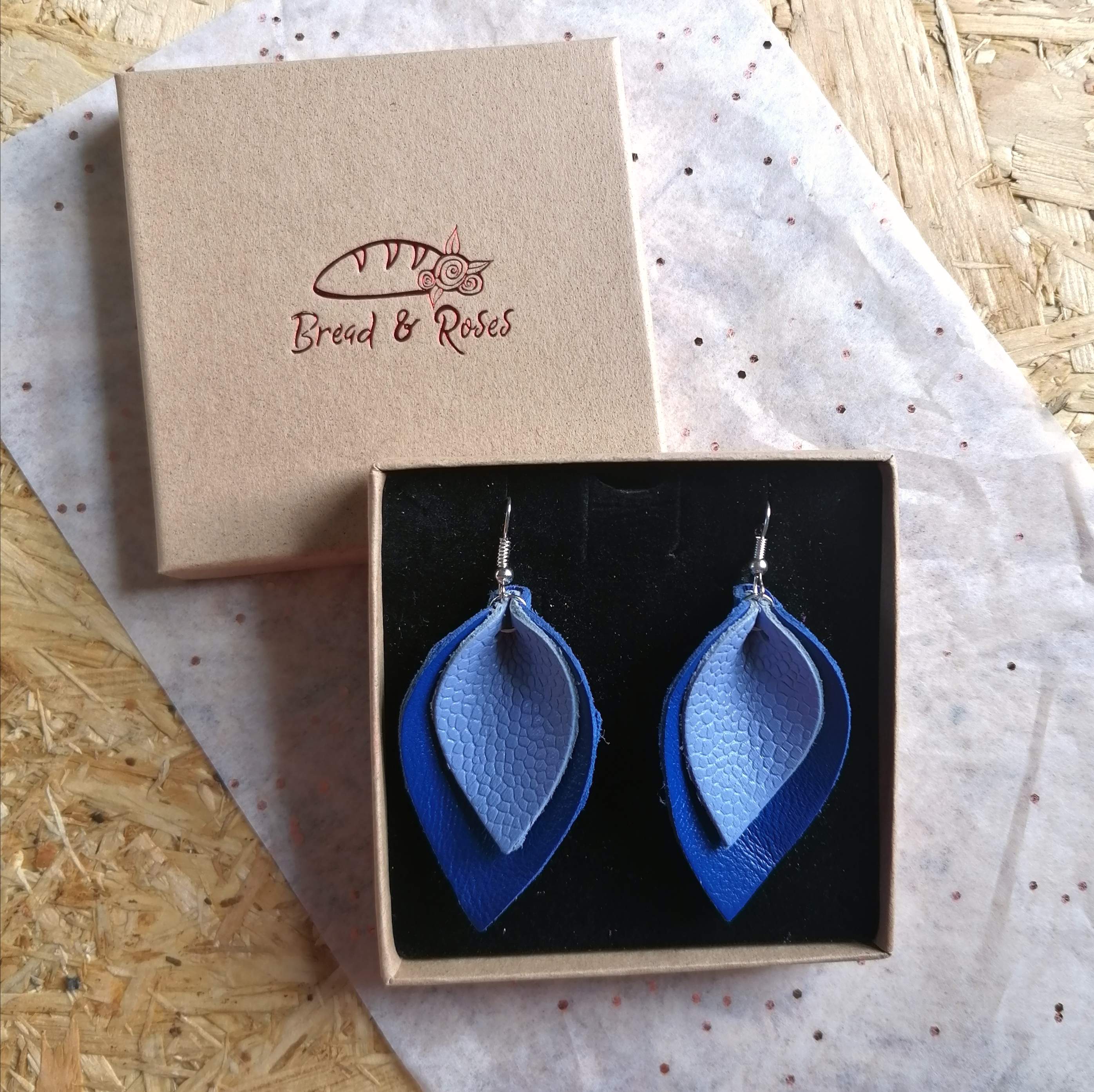 Rosie Recycled Leather Petal Earrings- 10 Colours