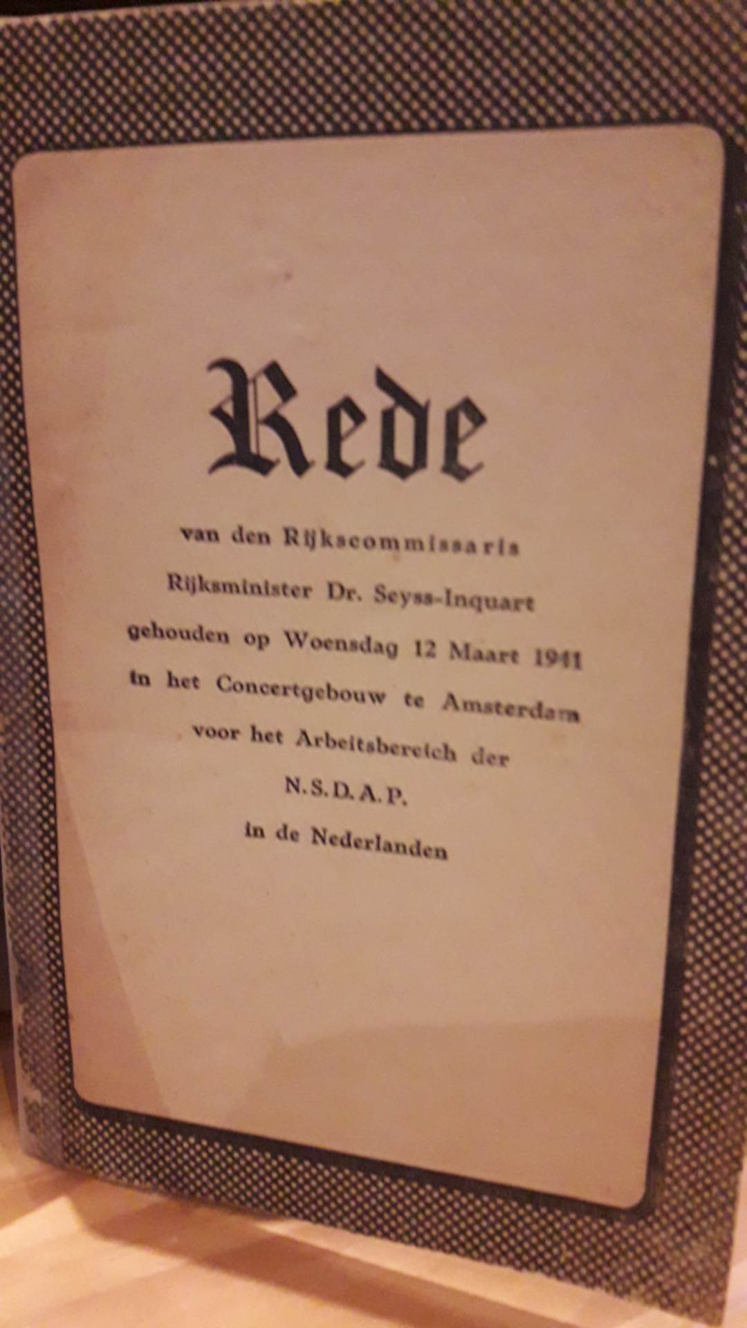 Rede van Rijkscommissaris Seys - Inquart in 1941 Amsterdam / NSDAP in de Nederlanden