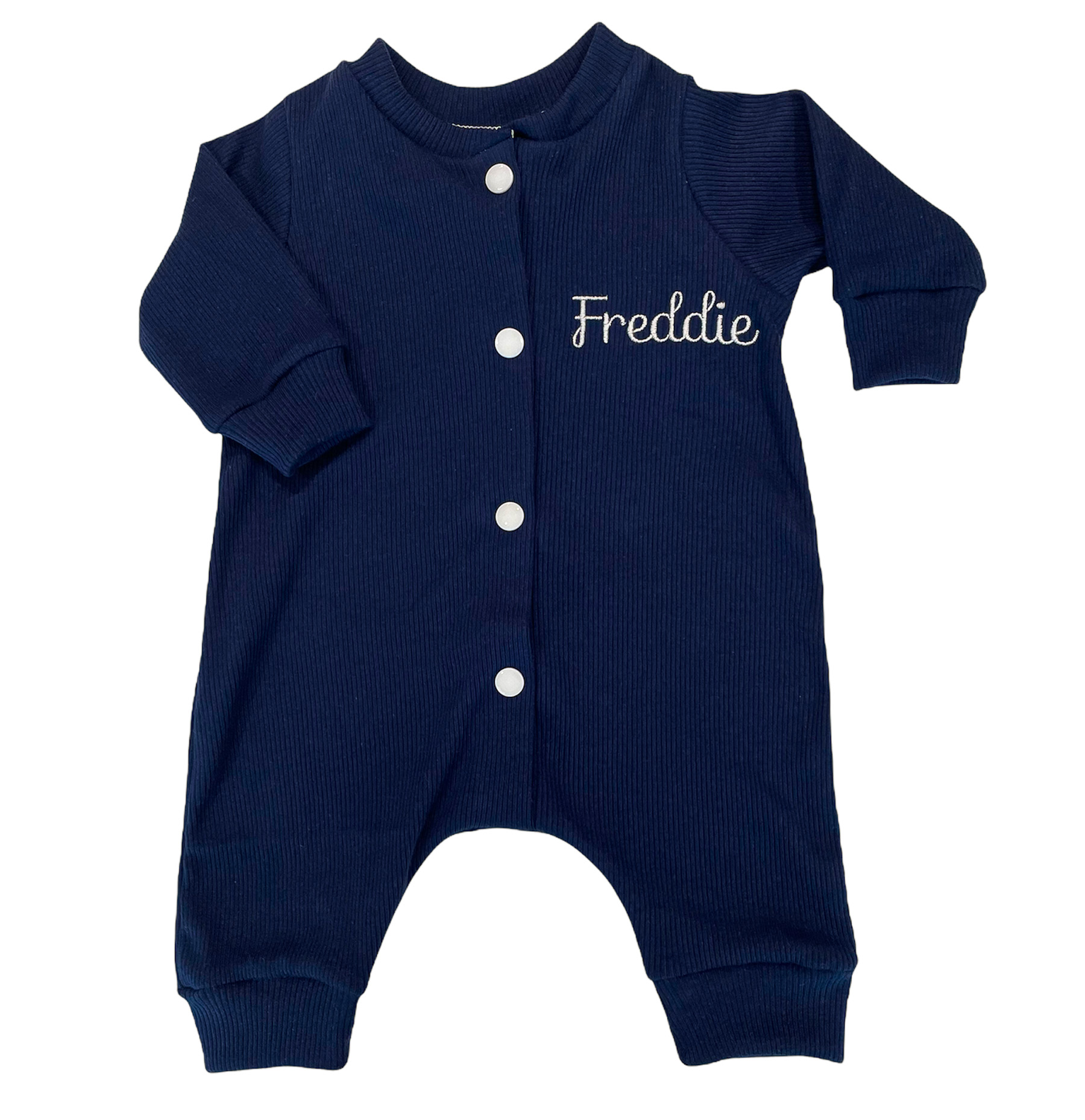 Navy Ribbed Romper Suit