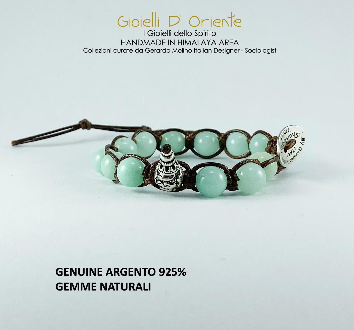 Tamashii Bracciale Tibetano In Giada Verde Acqua – Benedetto Dai Monaci – Unisex BHS900-200 - 2