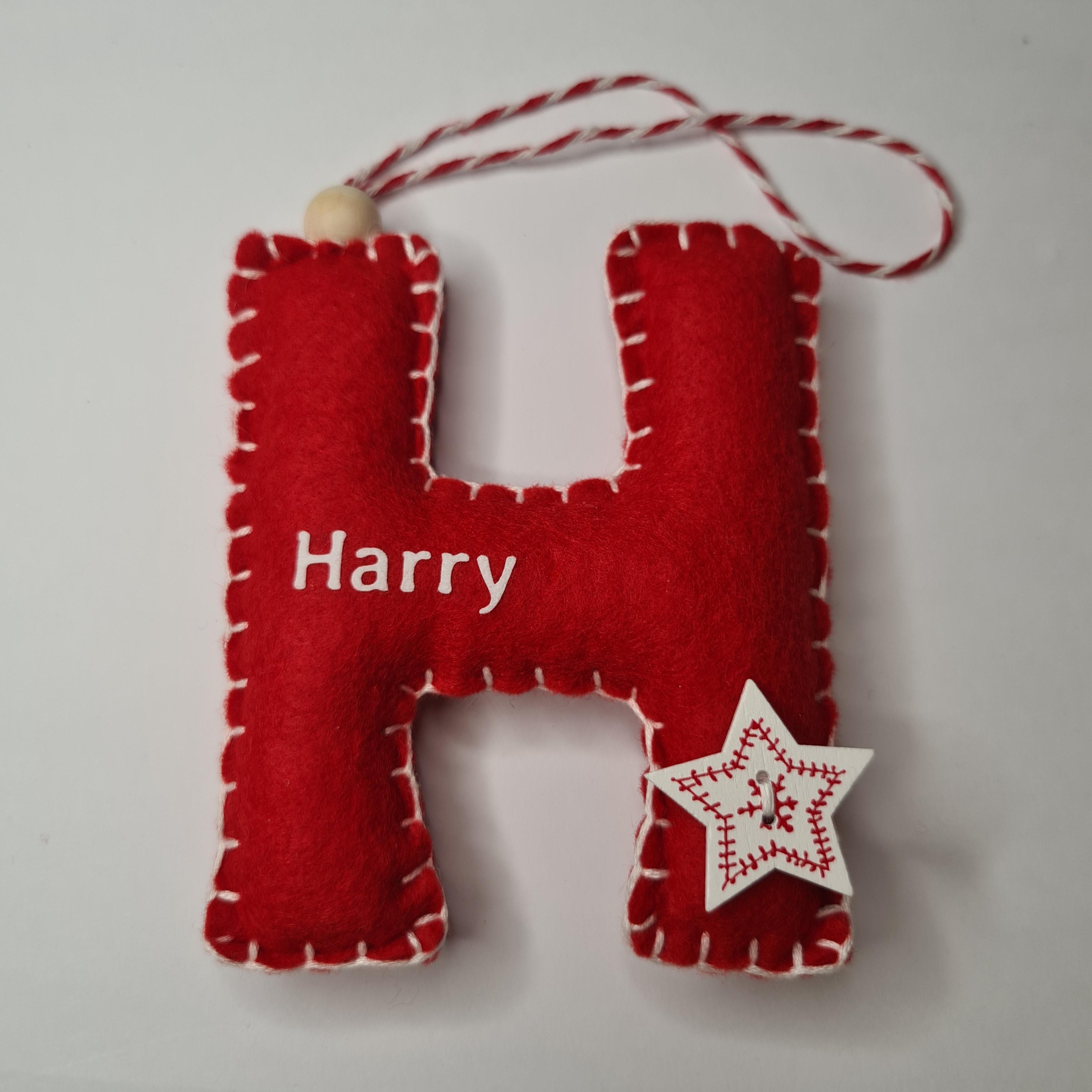 Handmade felt single letter Christmas decoration - optional personalisation