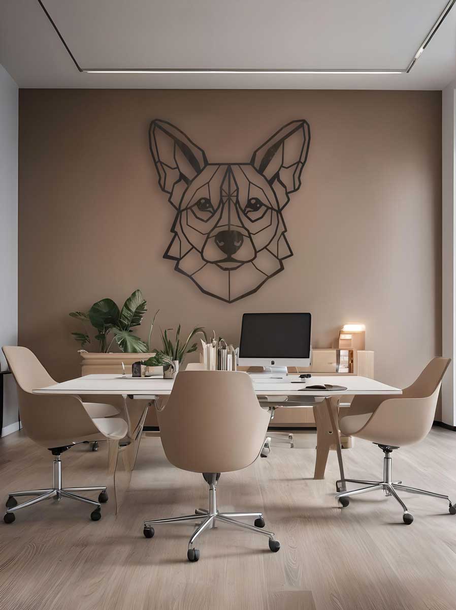 Welsh Corgi - hondenkop in cortenstaal - wanddecoratie