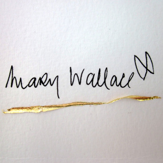 Contemporary Irish artist Mary Wallace logo with signature and flare of gold leaf