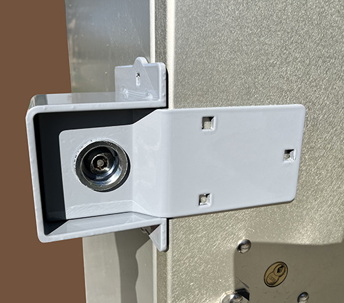 This cabinet door lock system will prevent  vandals from entering critical communications