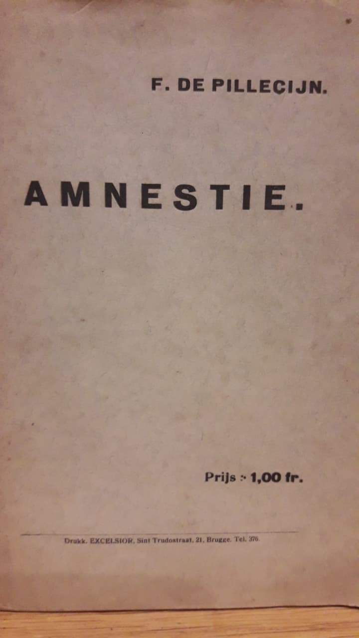 Brochure filip De Pilleceyn 1921 - Amnestie / zeldzaam