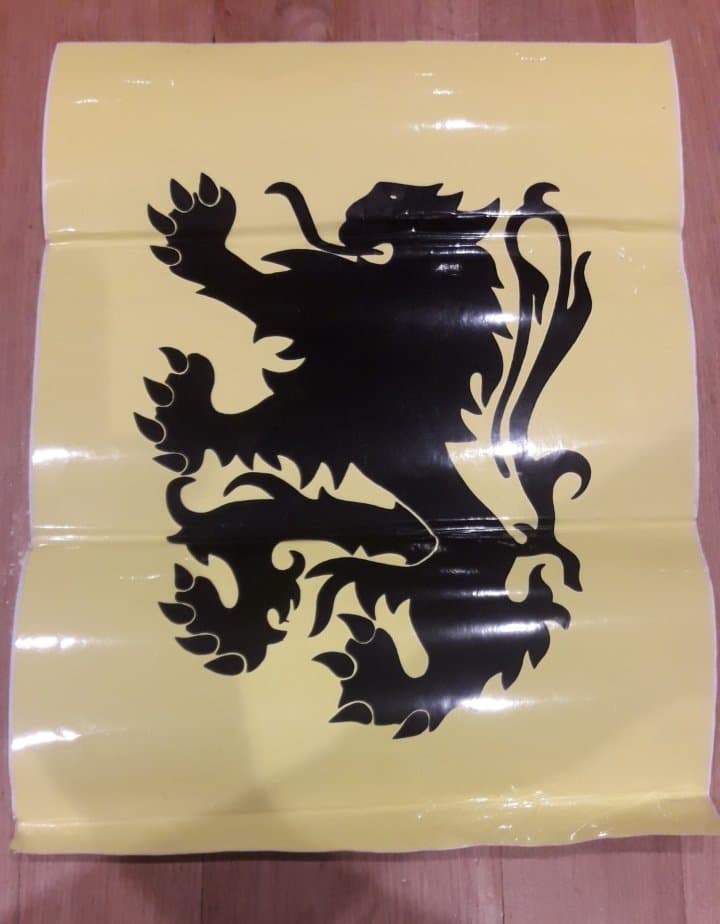 Grote zelfklever Vlaamse Leeuw 35 x 45 cm