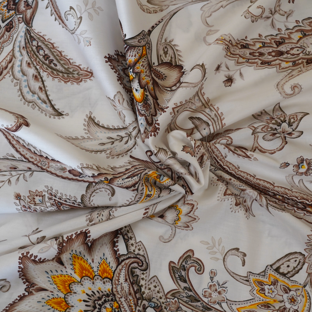 Golden Paisley - luxury cotton satin