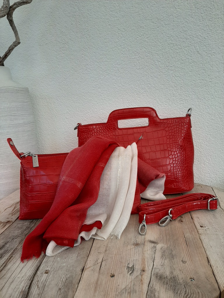 Sale Leather Look tas Red zaZa'z