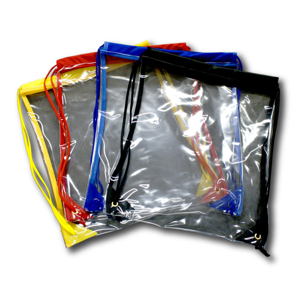 Custom Made Clear PVC Drawstring Backpacks.