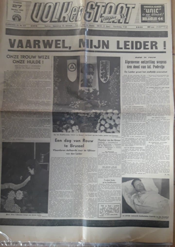 Volk en Staat 27 oktober 1942 - overlijden VNV leiderStaf De Clercq - vaarwel mijn leider