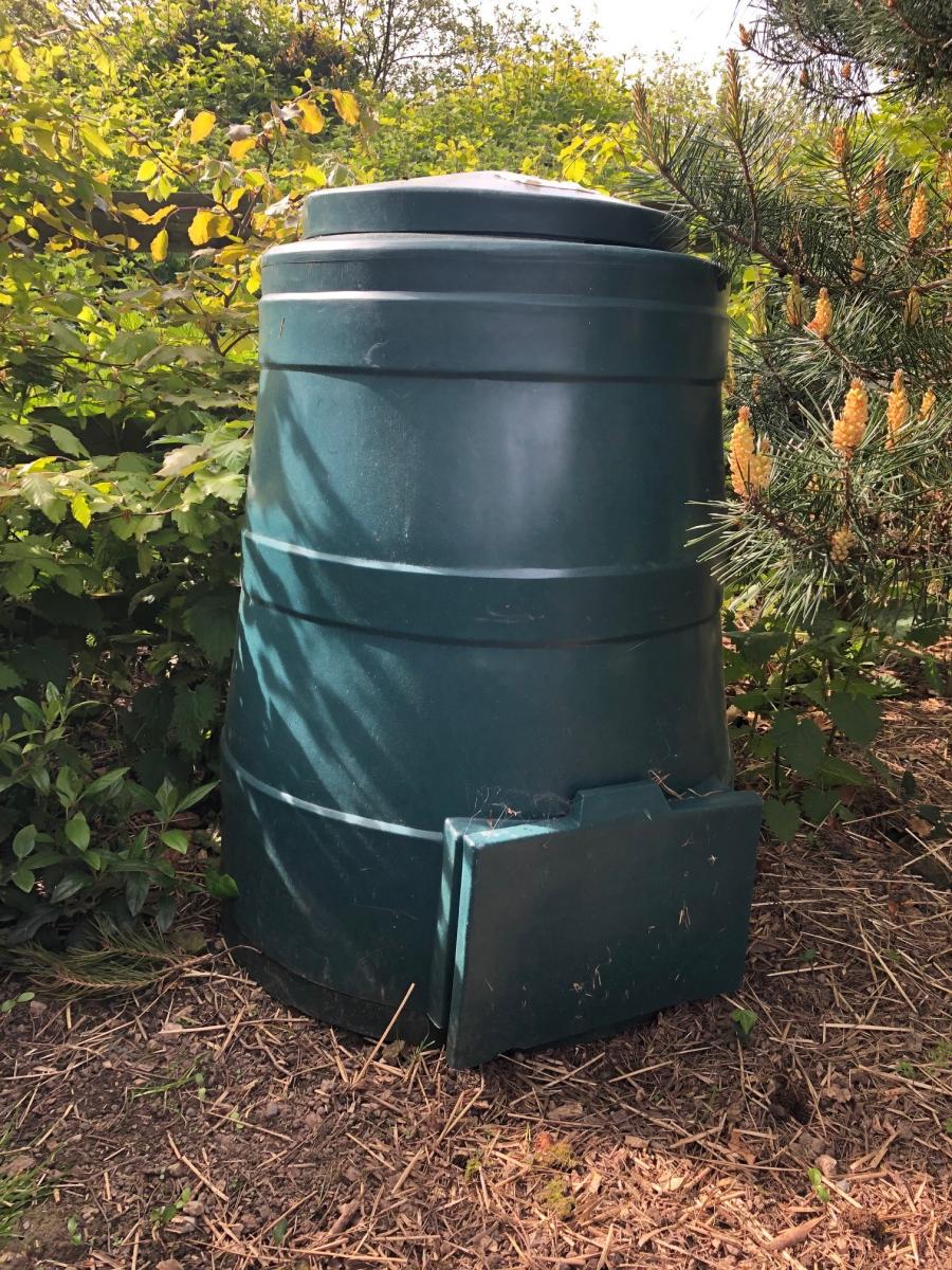 A storage container for backyard, home composting.