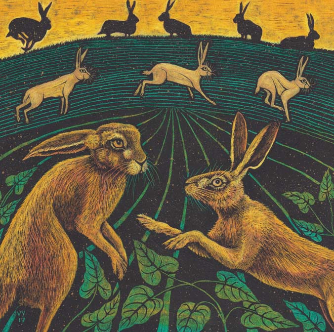 'A Trip of Hares' A4 print