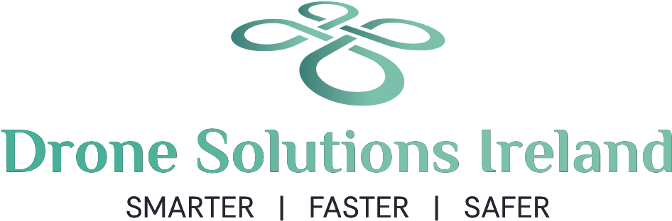 Logo for Drone Solutions Ireland, featuring a sleek design with a drone silhouette and the company name.