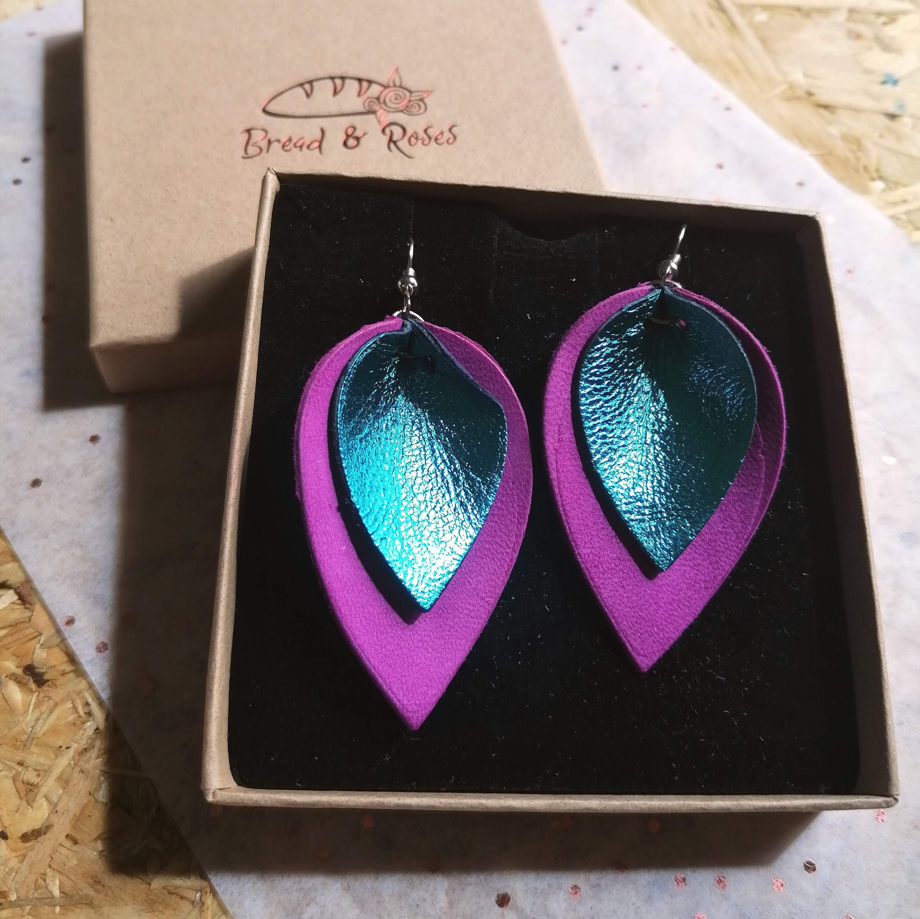 Rosie Recycled Leather Petal Earrings- 10 Colours