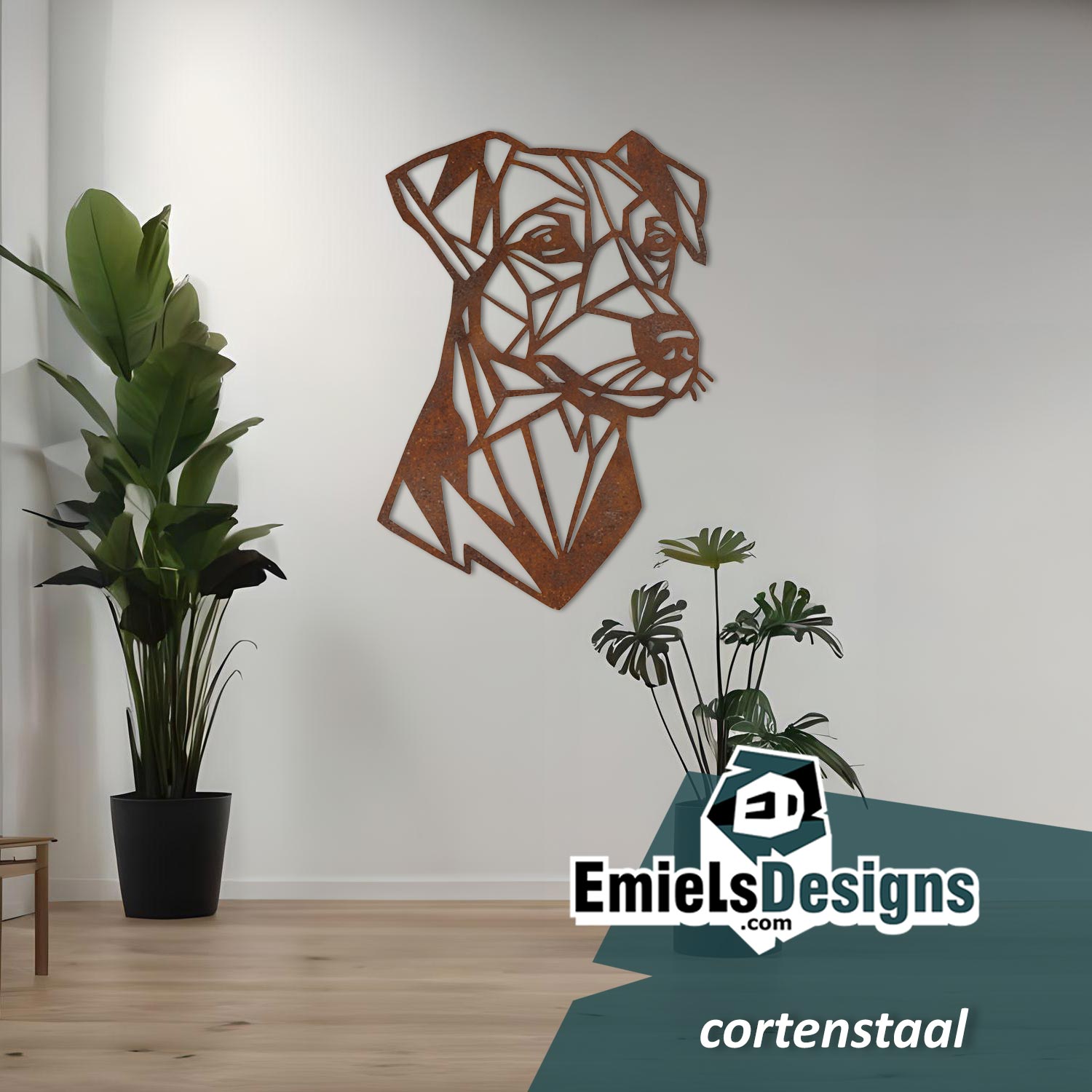 Metalen wanddecoratie - honden kop - Jack Russel versie 2