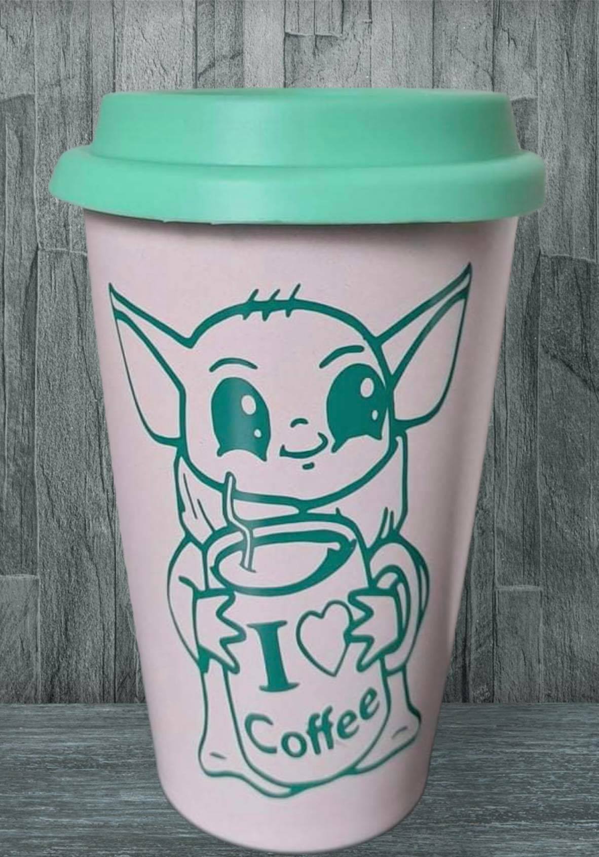 " I Love Coffee" Baby Yoda Travel Mug.