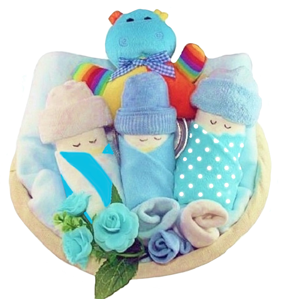 Cute Babies Gift Basket - Blue