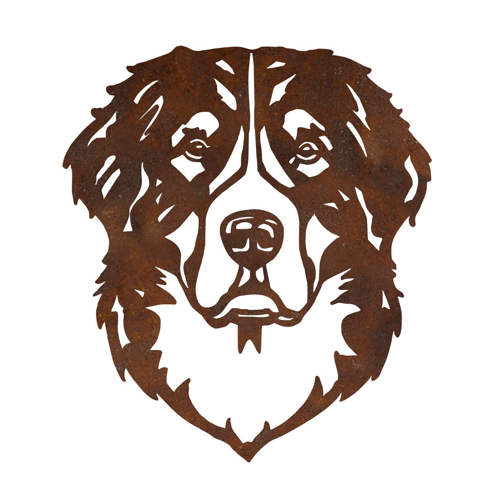 Metalen wanddecoratie - hond kop - Berner Sennenhond