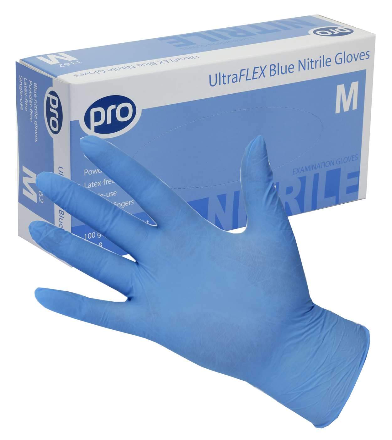 1,000 PRO Ultraflex Nitrile Gloves Blue Powder Free