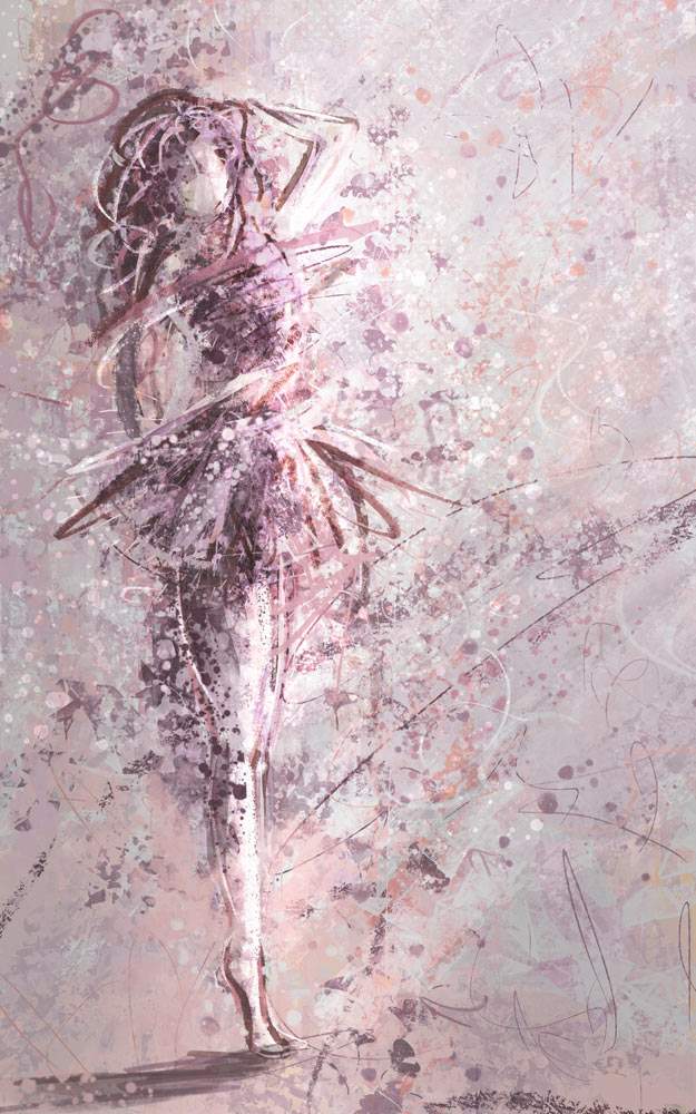 zacht roze kunstwerk - mixed media ballet danseres