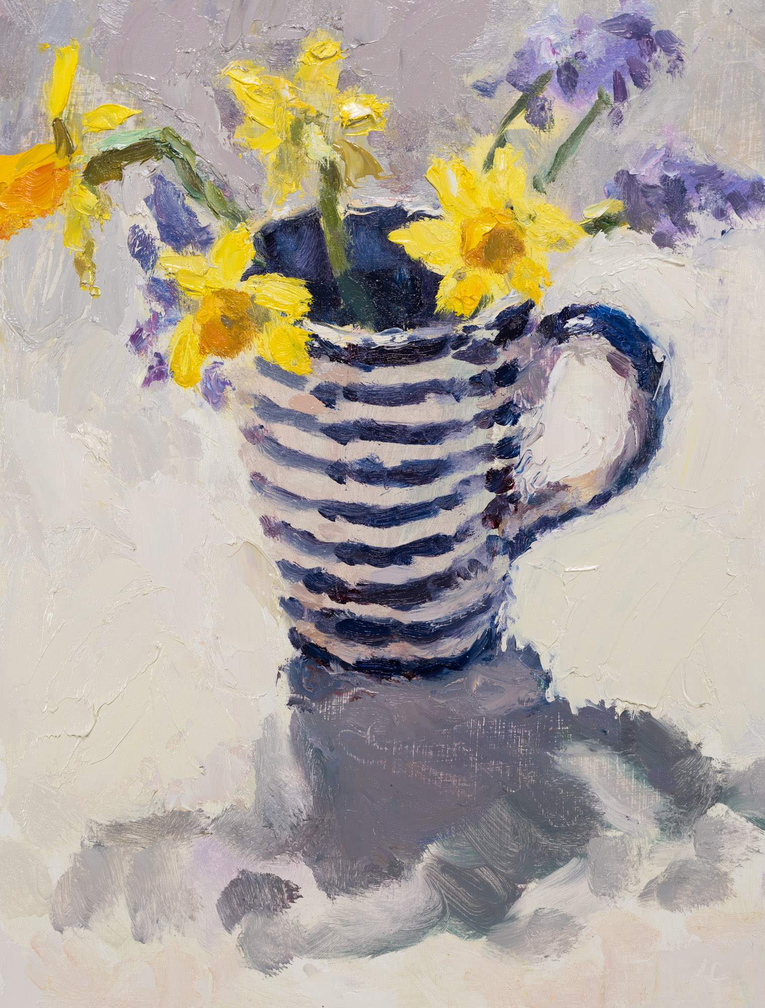 Spring Flowers in Striped Mug