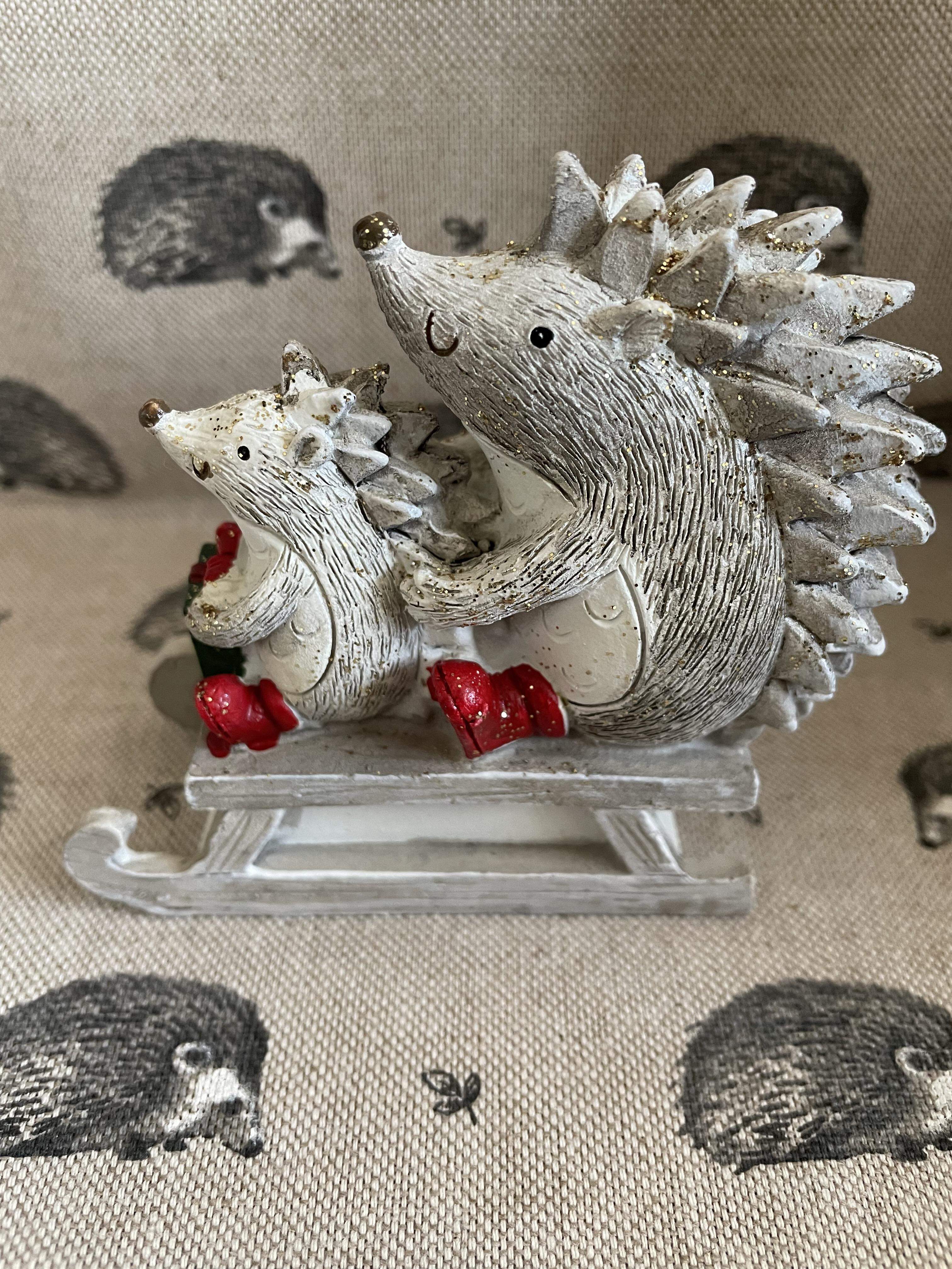 Hedgehogs on Sledge - Ornament / Decoration