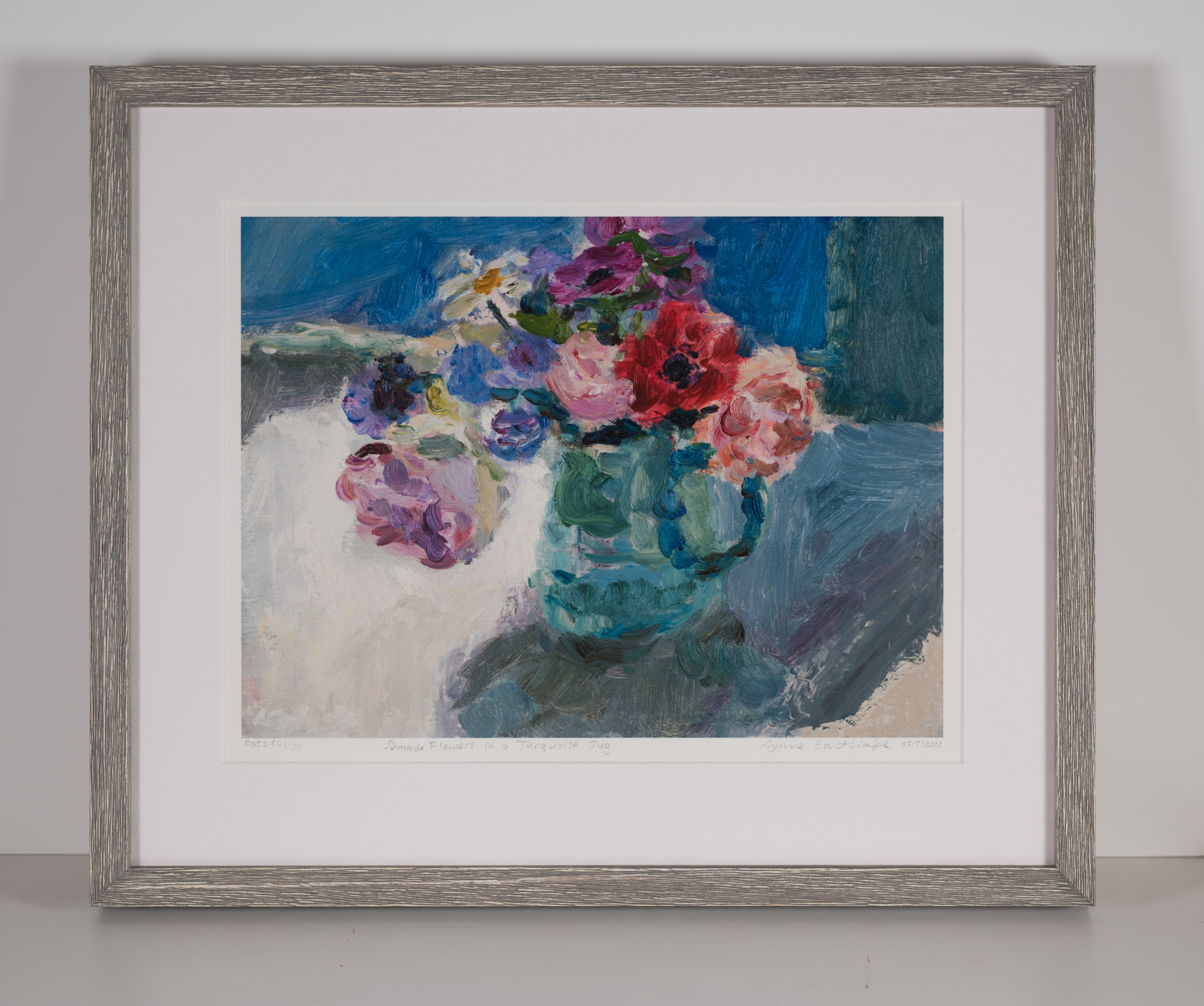 Summer Flowers in a Turquoise Jug
