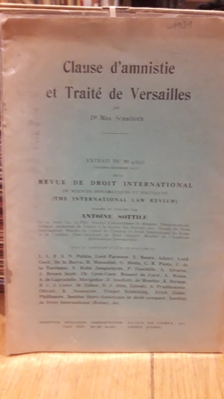 Aktivisme 1931 /  Clause d'amnistie et Traite de Versailles