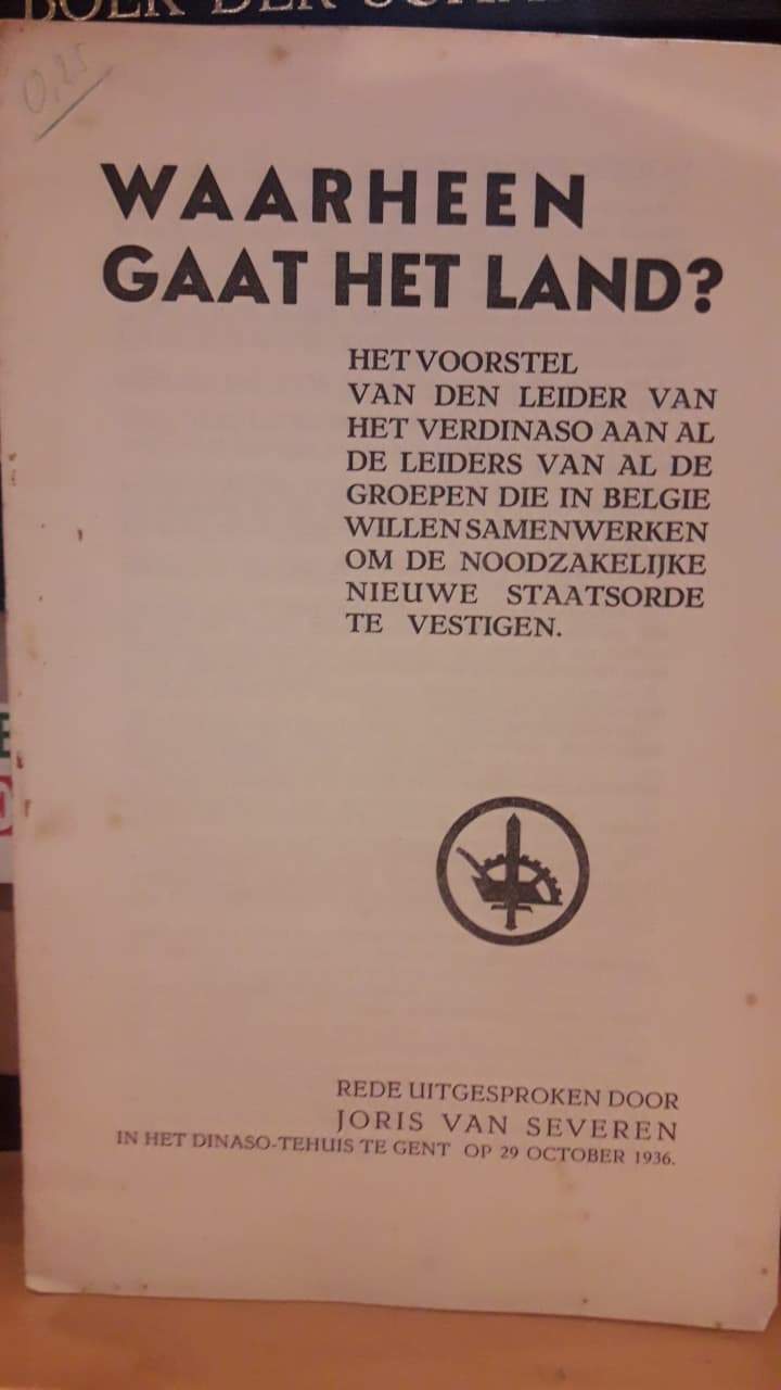 VERDINASO Joris Van Severen brochure -  Waarheen gaat het land ? - redevoering 1936