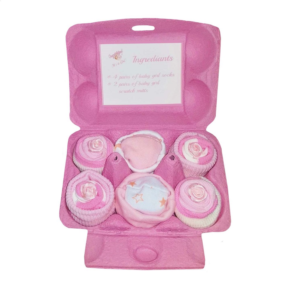 Baby Socks & Mitts - Pink Egg Carton Gift