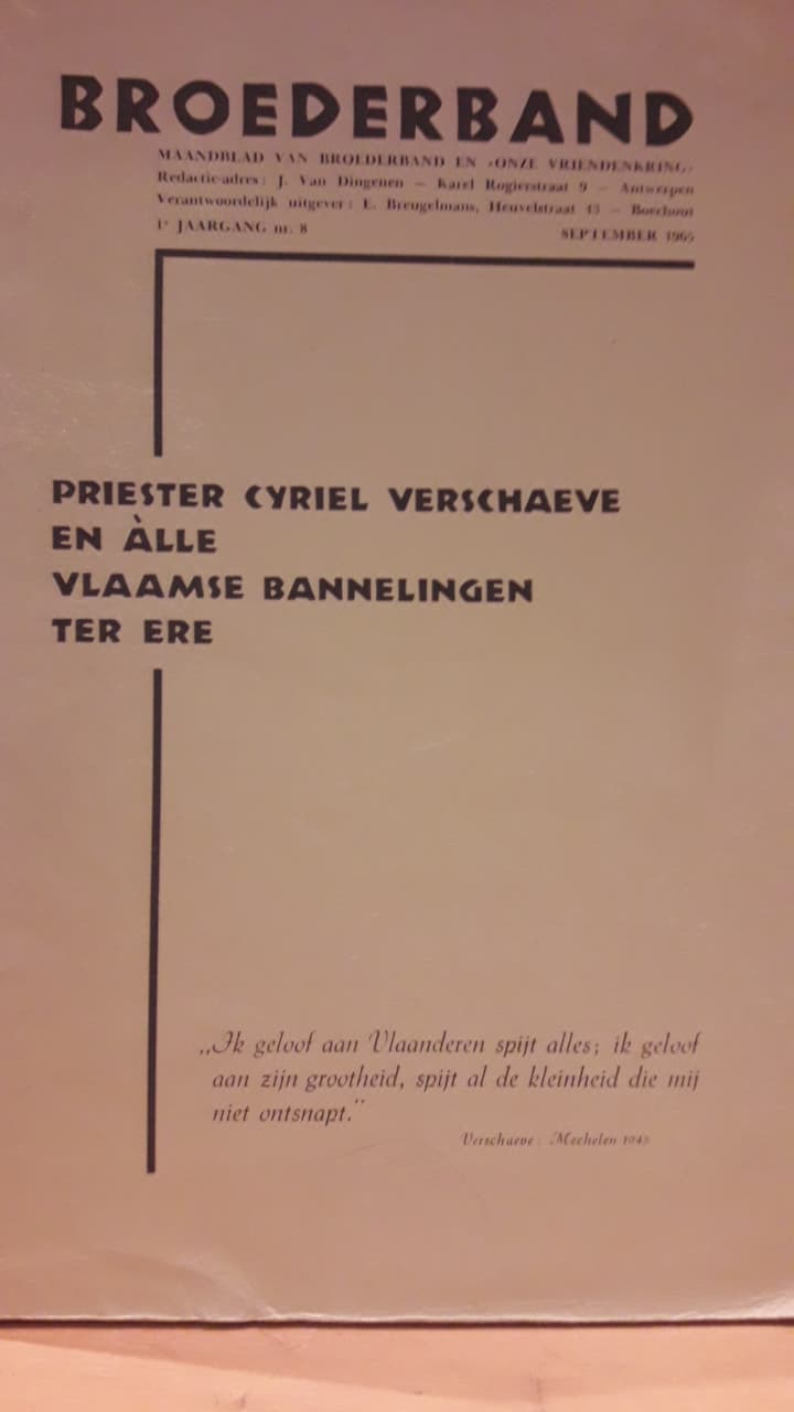 Cyriel Verschaeve en alle Vlaamse bannelingen ter ere - broederband 1965 / 74 blz