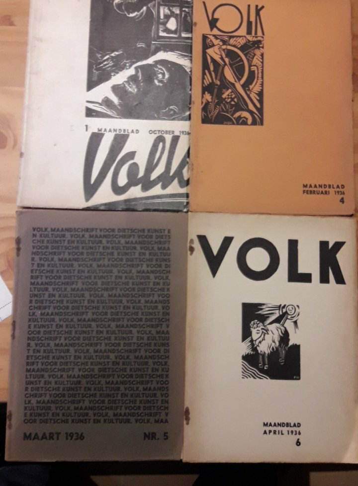 4 zeldzame nummers van VOLK , tijdschrift van Ernest van der Hallen 1936