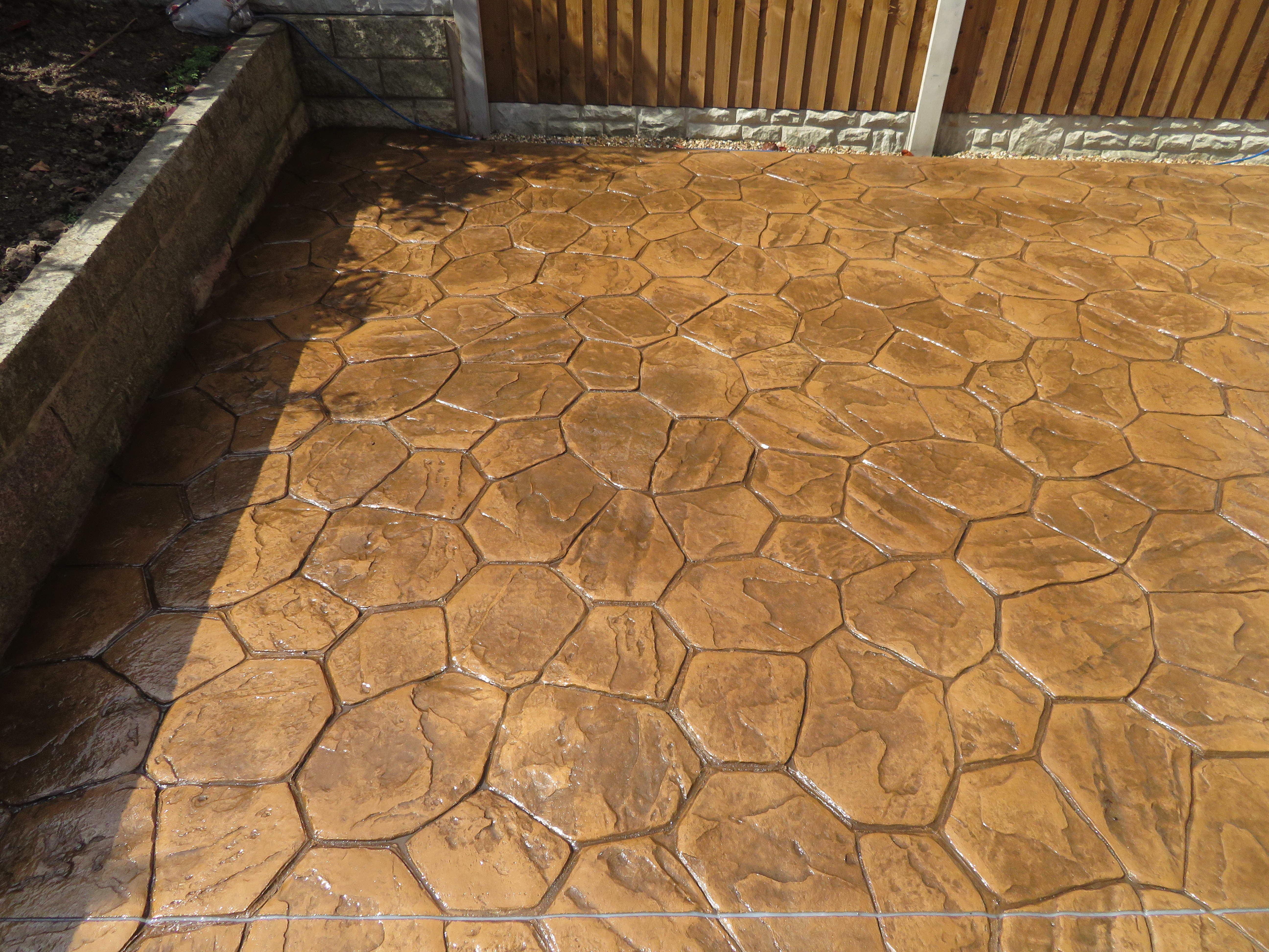 Pattern Imprinted Concrete Patio done in a Random Stone Pattern