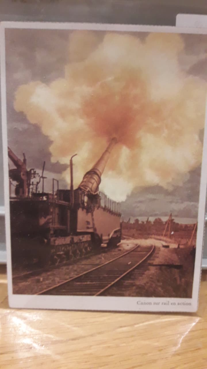 originele postkaart treinkanon / Derde rijk - Waalse uitgave